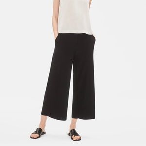 Eileen Fisher System Lightweight Washable Stretch Crepe Wide-leg Pant black EUC